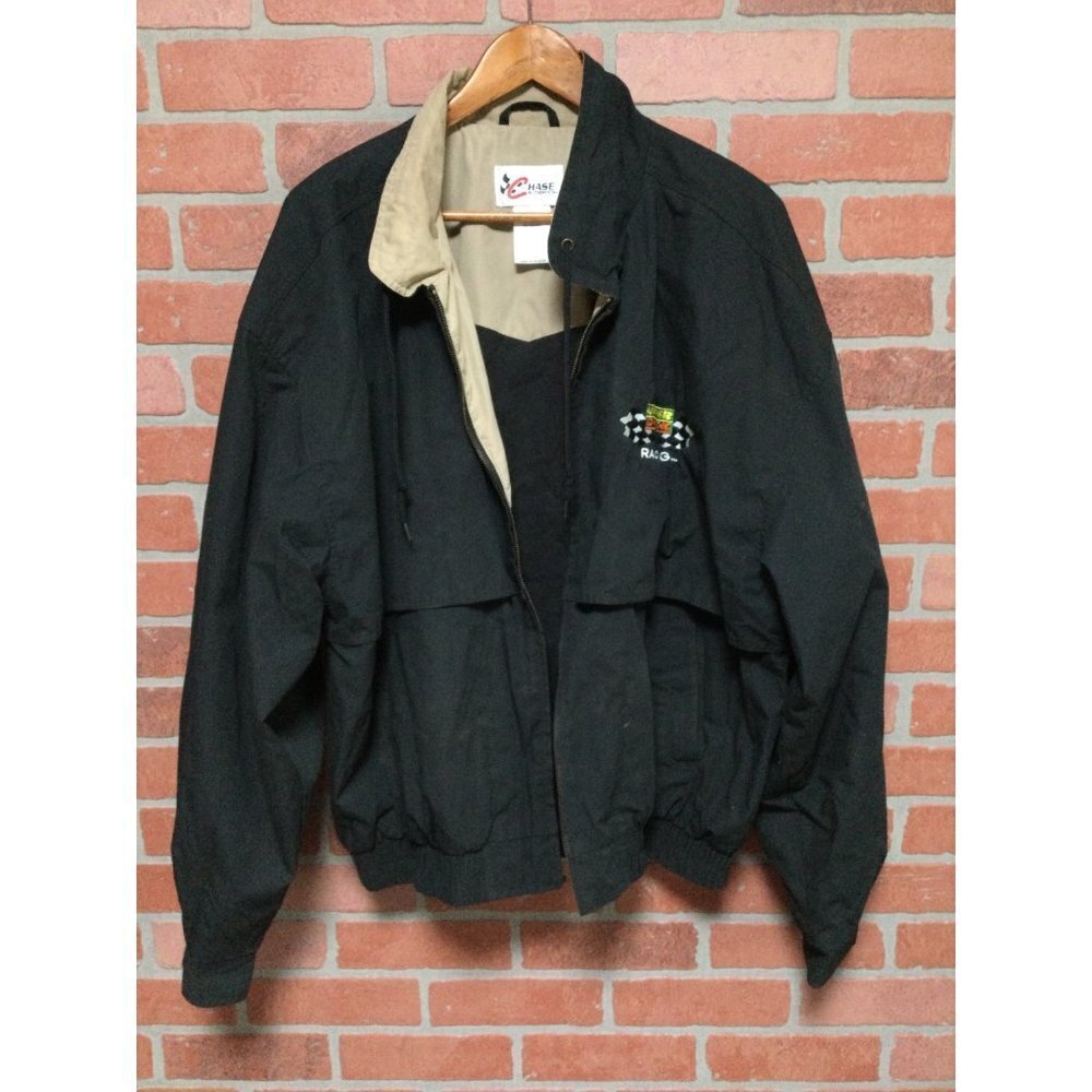 Vintage Upper Deck Racing Jacket mens XL Chase embroidered flag logo